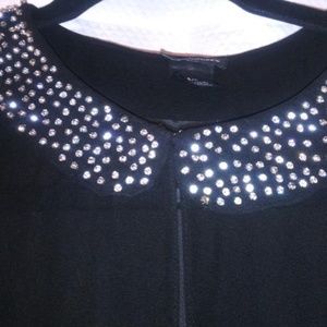 Club Monaco Black Sheer Top with Rhinestones